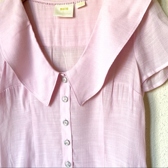 Anthropologie Maeve Austen Collard Pink Blouse - Picture 5 of 6